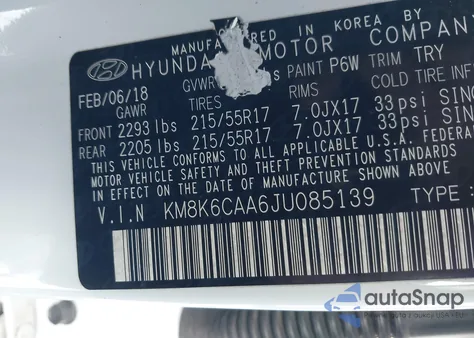 2018 Hyundai Kona Sel from USA, damaged, VIN KM8K6CAA6JU085139